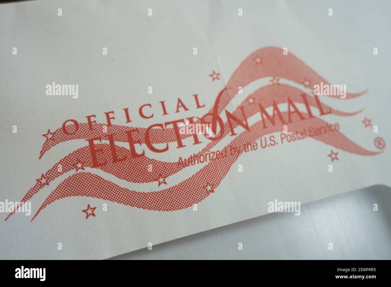 Detail einer Briefwahl für die Präsidentschaftswahl in den Vereinigten Staaten von 2020. Stockfoto