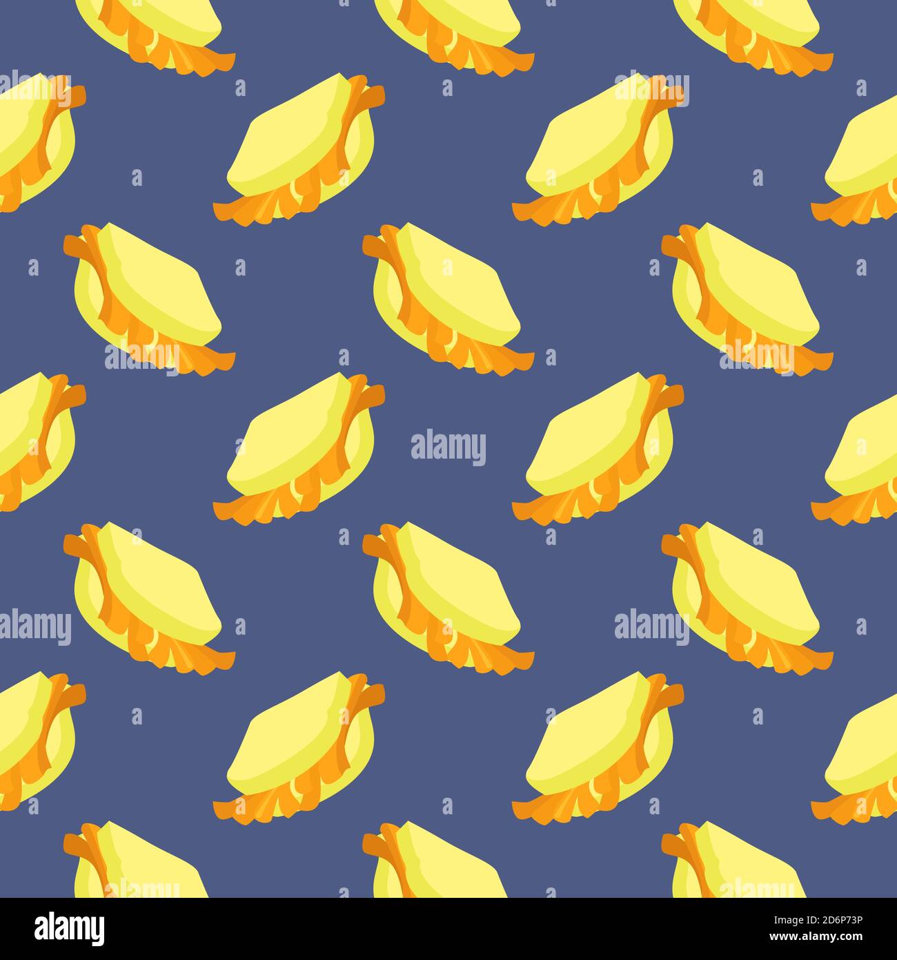 Brot und Käse, nahtloses Muster auf dunkelblauem Hintergrund. Stock Vektor