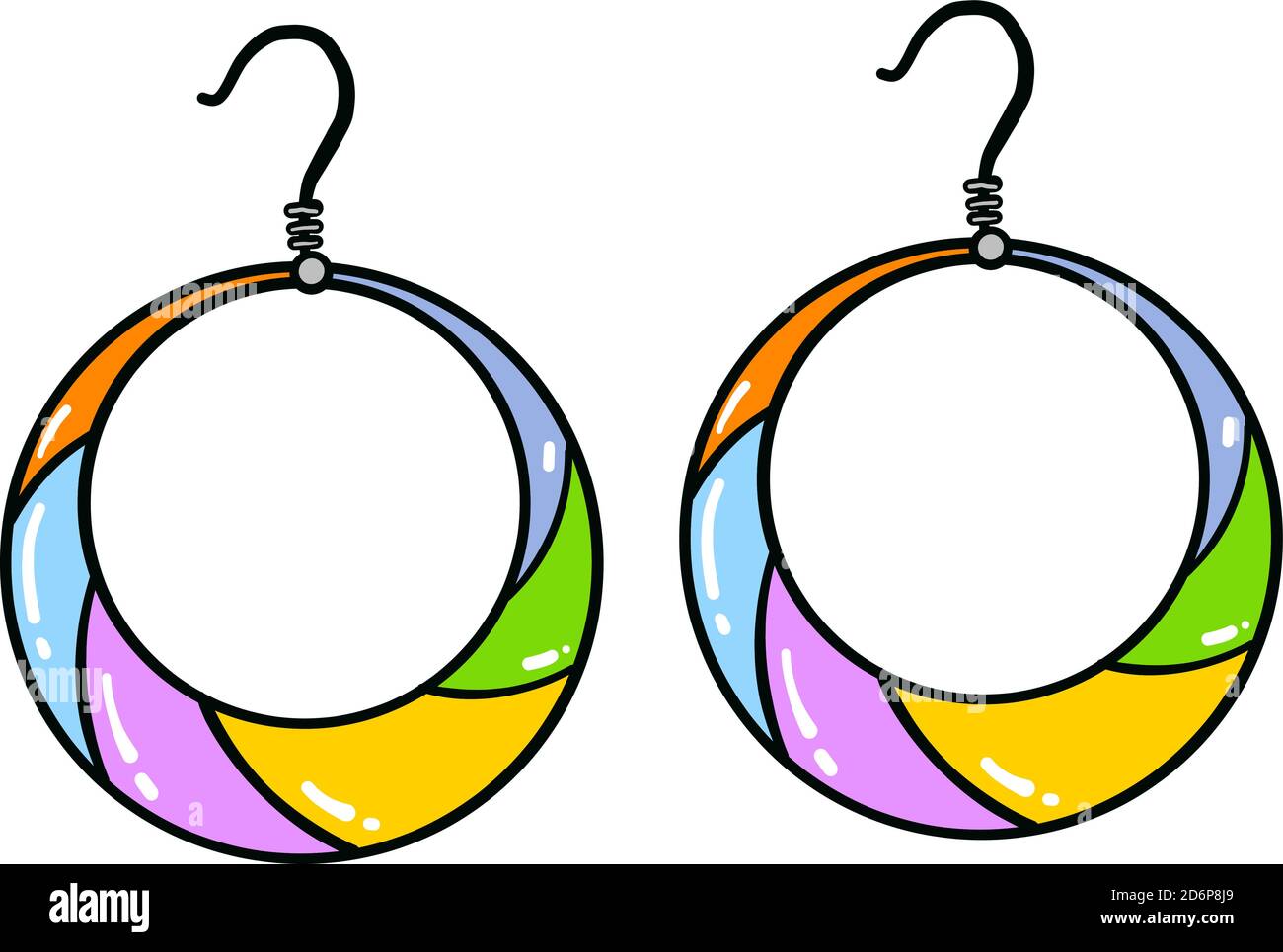 Bunte Ohrringe, Illustration, Vektor auf weißem Hintergrund. Stock Vektor