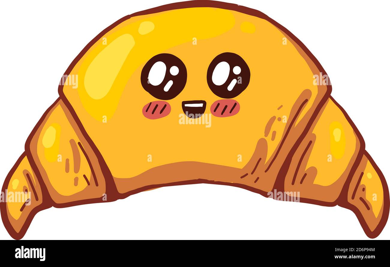 Aufgeregt wenig Croissant, Illustration, Vektor auf weißem Hintergrund. Stock Vektor