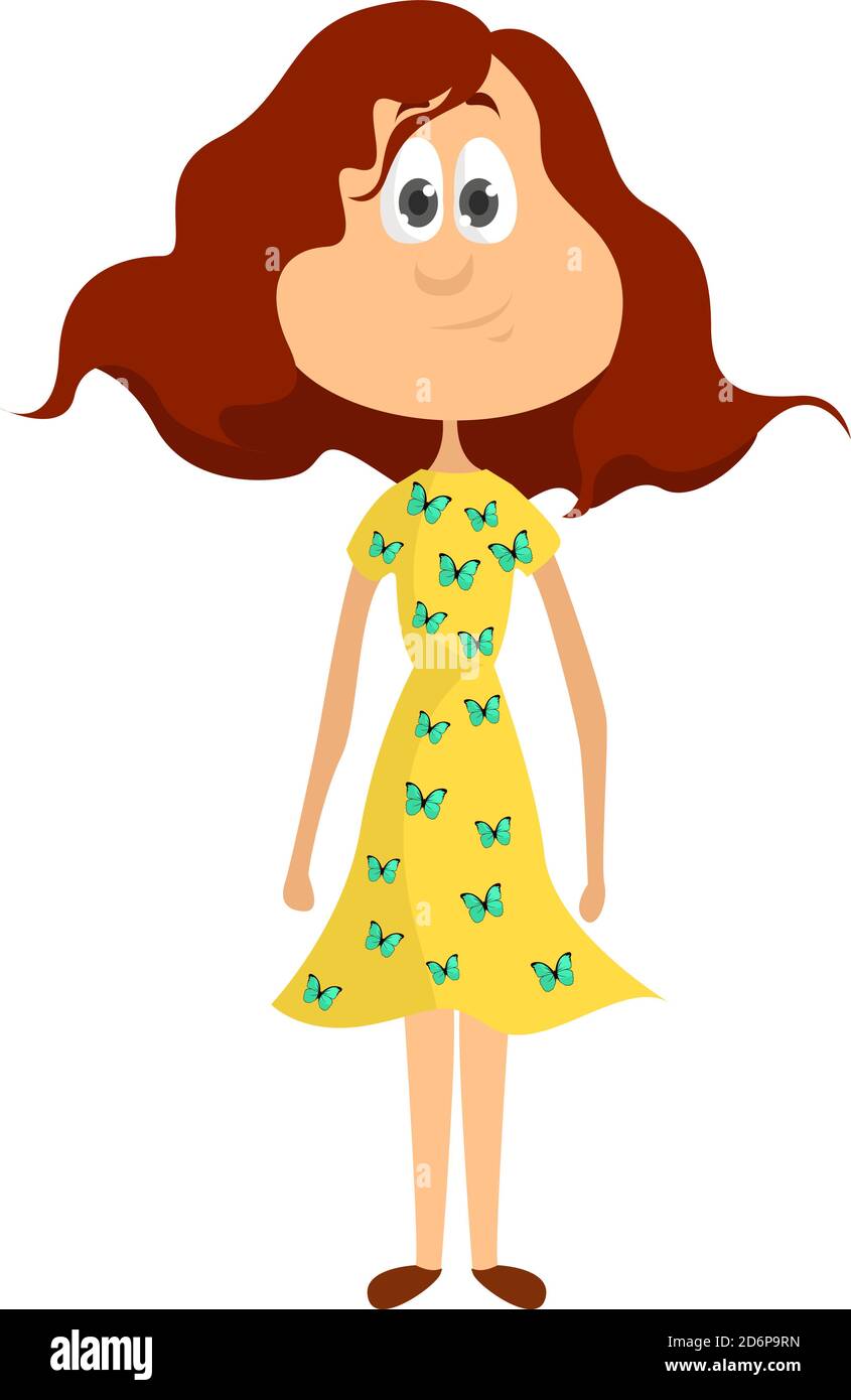 Gelbe Kleid, Illustration, Vektor auf weißem Hintergrund. Stock Vektor