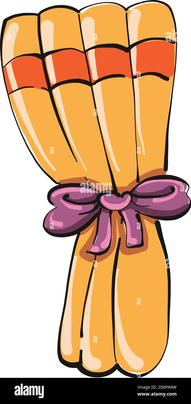 Orangefarbener Vorhang, Illustration, Vektor auf weißem Hintergrund. Stock Vektor