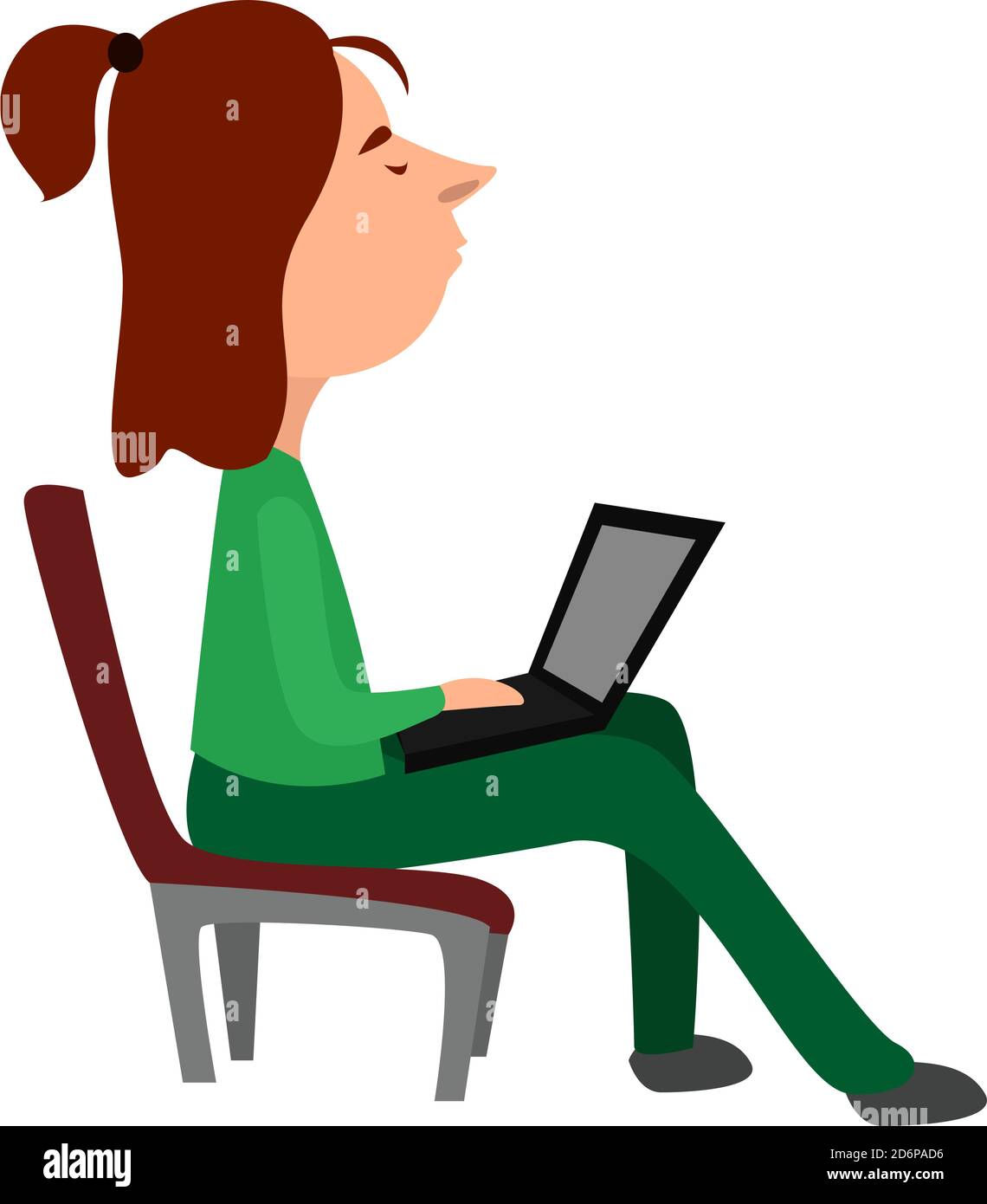 Freelancer Mädchen, Illustration, Vektor auf weißem Hintergrund. Stock Vektor