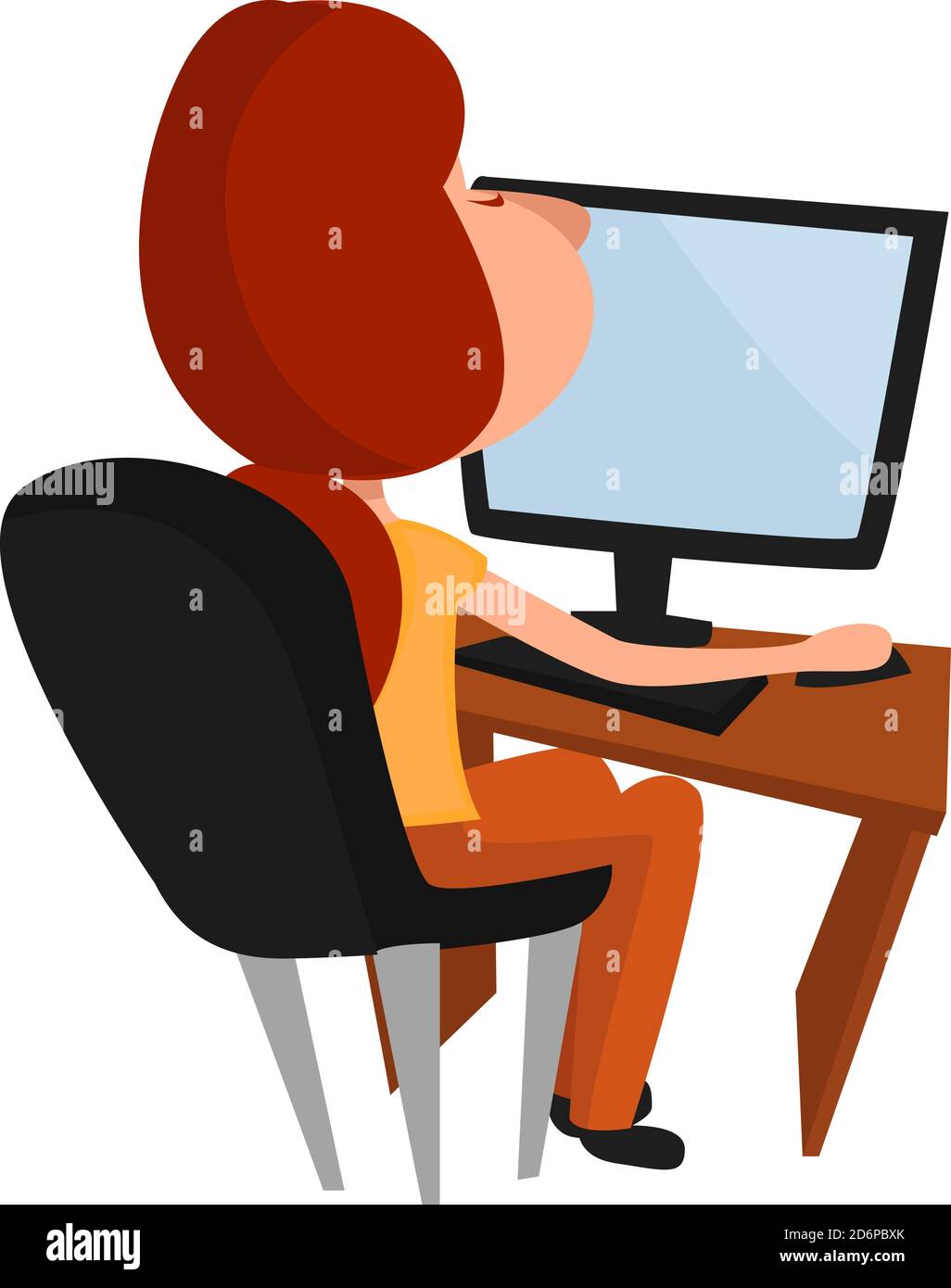 Arbeiten im Büro, Illustration, Vektor auf weißem Hintergrund. Stock Vektor