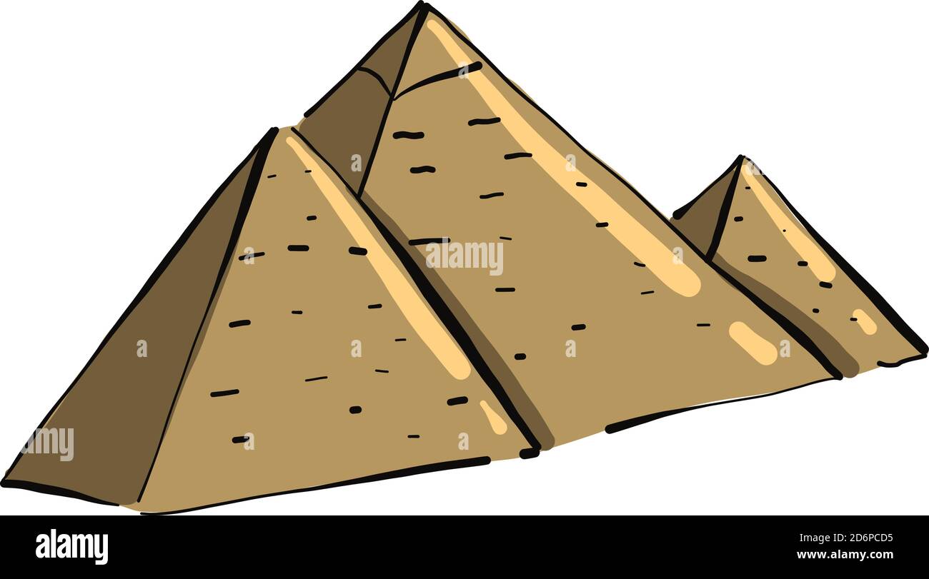 Drei Pyramiden, Illustration, Vektor auf weißem Hintergrund. Stock Vektor