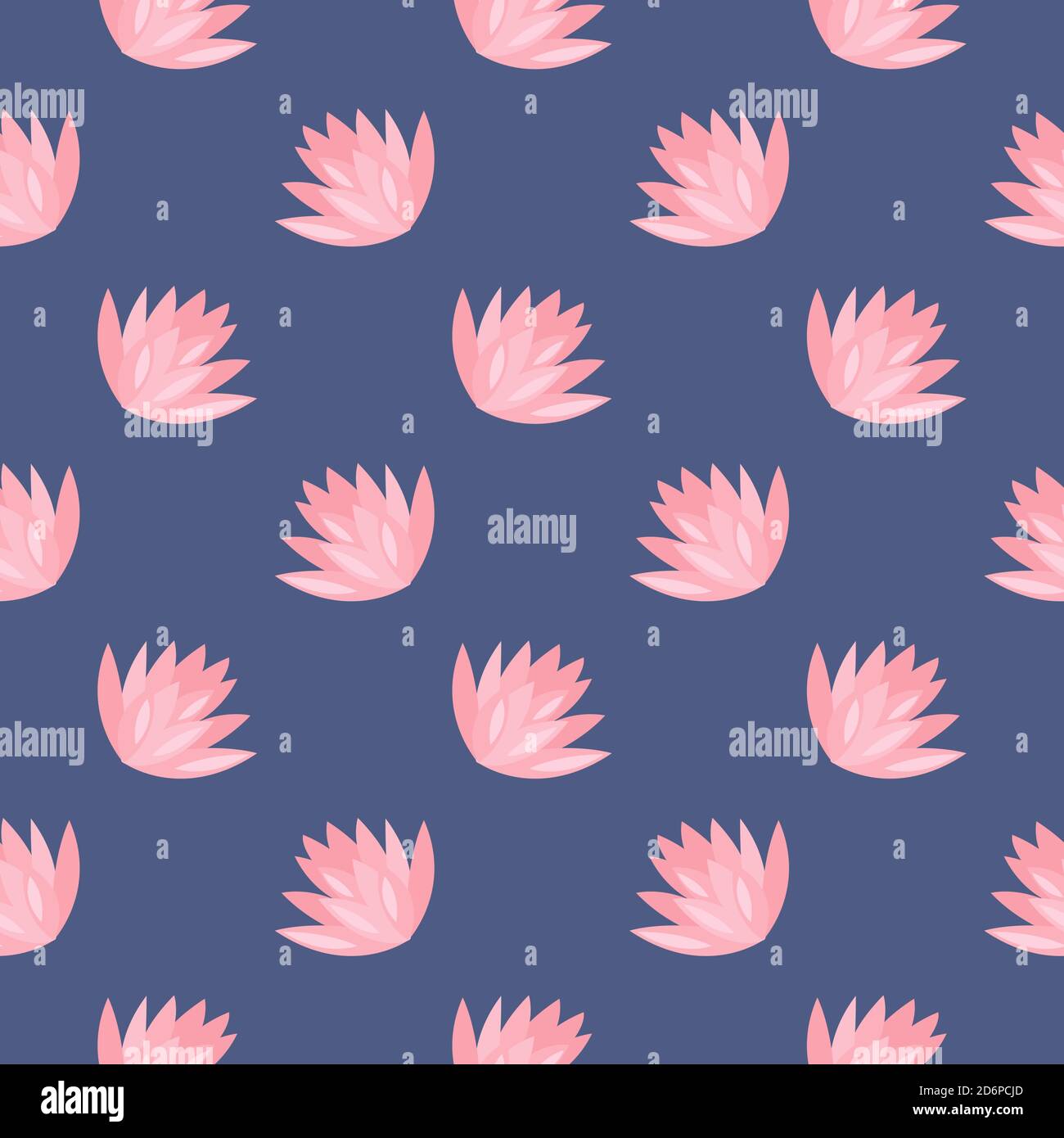 Weiße Wasserblume, nahtloses Muster auf dunkelblauem Hintergrund. Stock Vektor