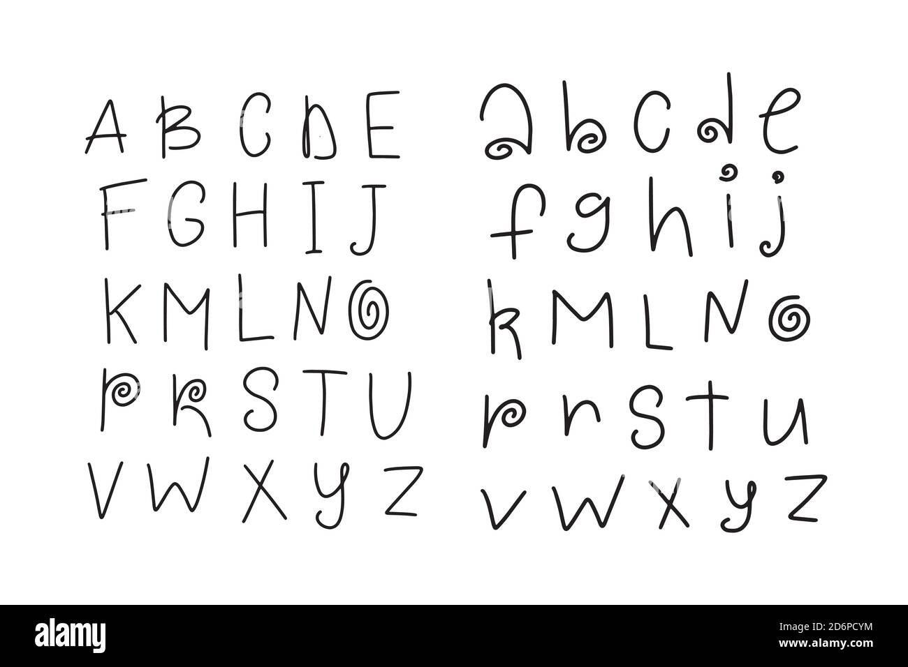 Vektor lustige Cartoon Hand gezeichnet Marker Alphabet. Kind Stock Vektor