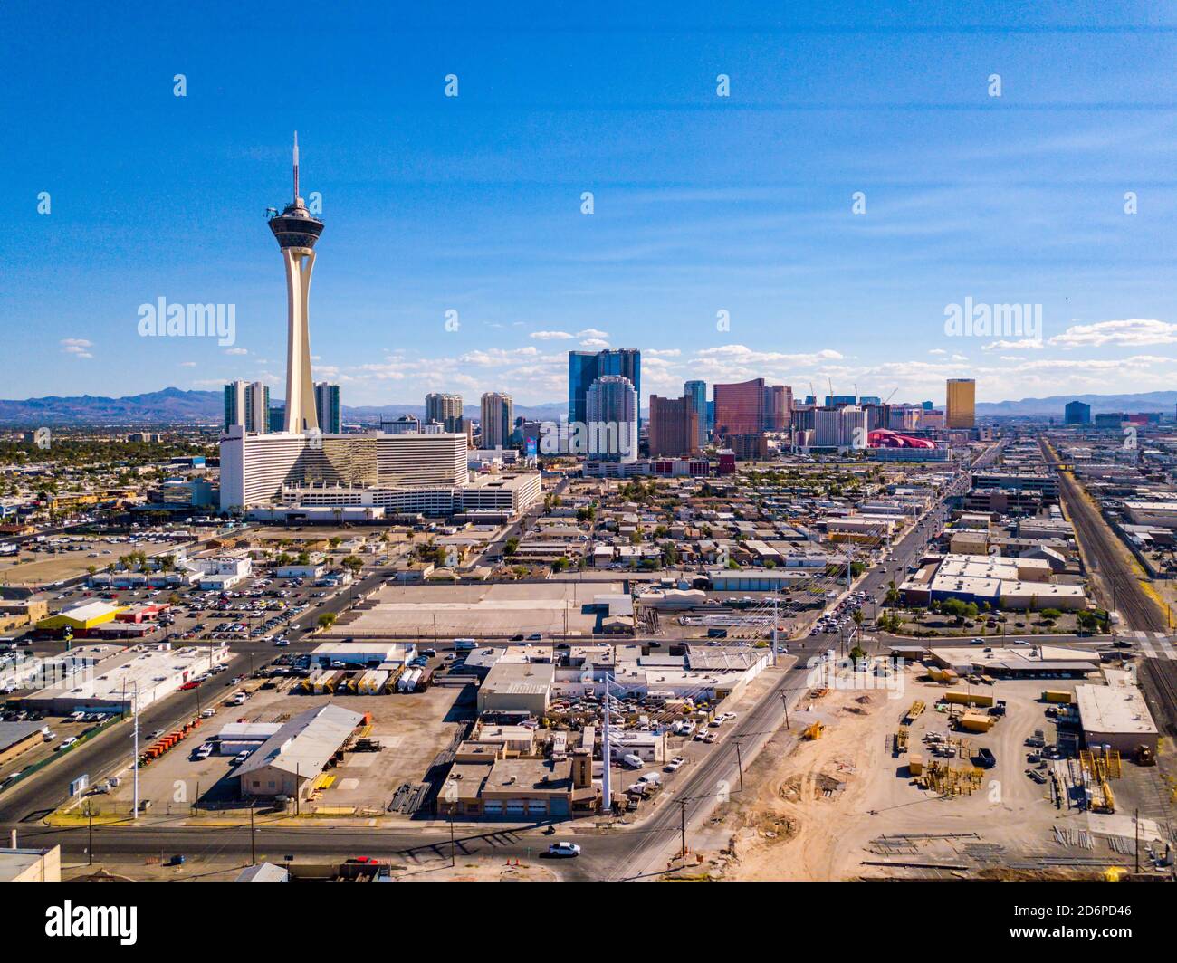 Luftaufnahme vom Stratosphere Hotel in Las Vegas, USA Stockfoto