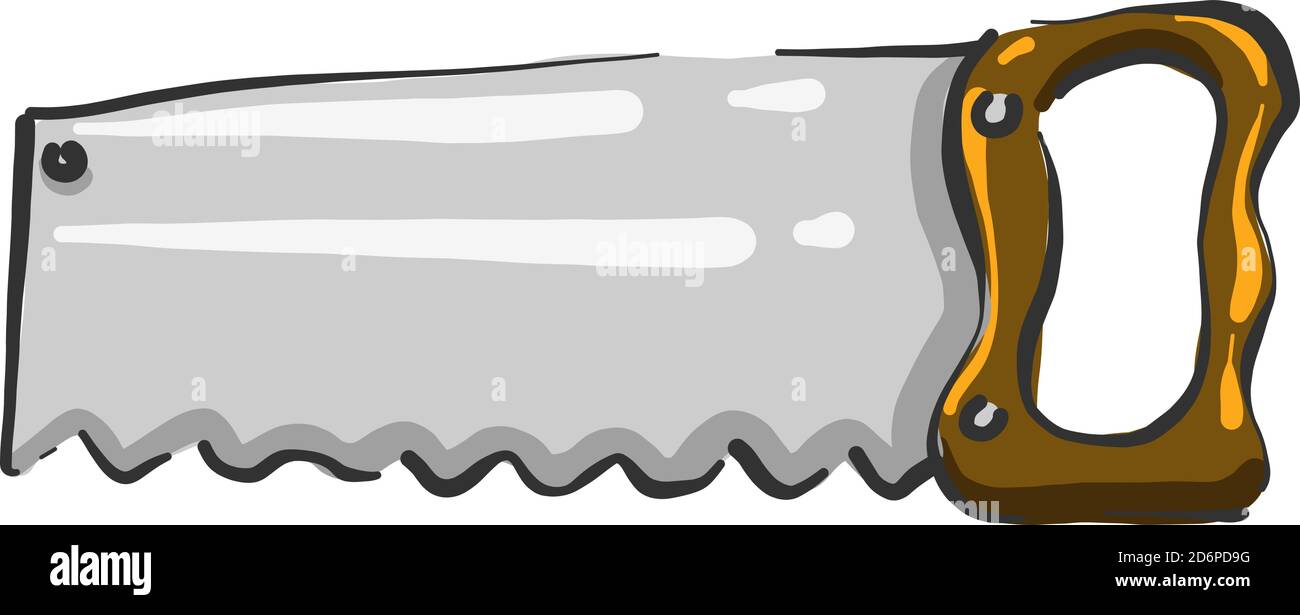 Hand sah, Illustration, Vektor auf weißem Hintergrund. Stock Vektor