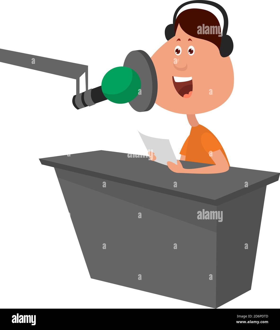 Radio Host, Illustration, Vektor auf weißem Hintergrund. Stock Vektor