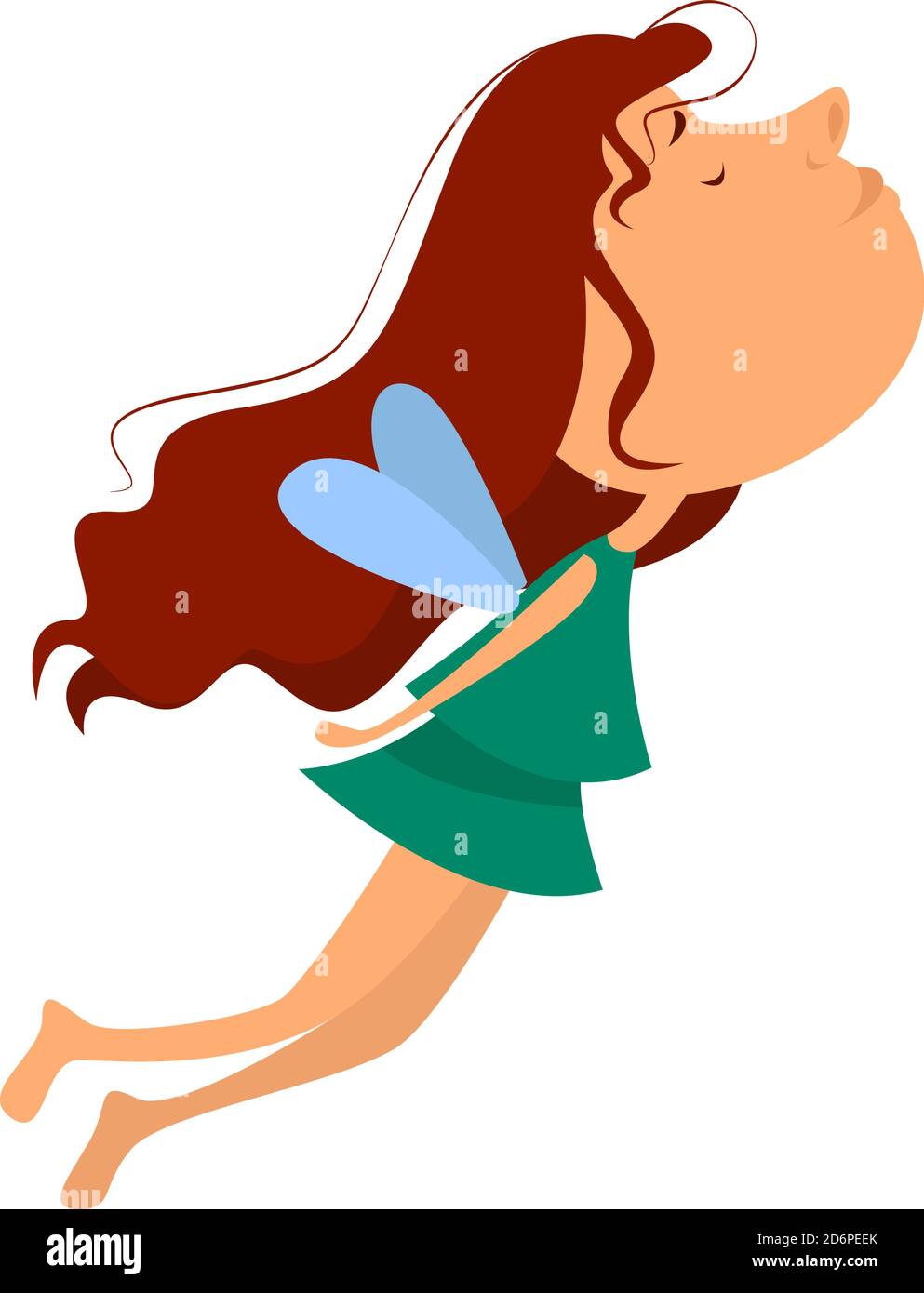 Mädchen mit Flügeln, Illustration, Vektor auf weißem Hintergrund. Stock Vektor