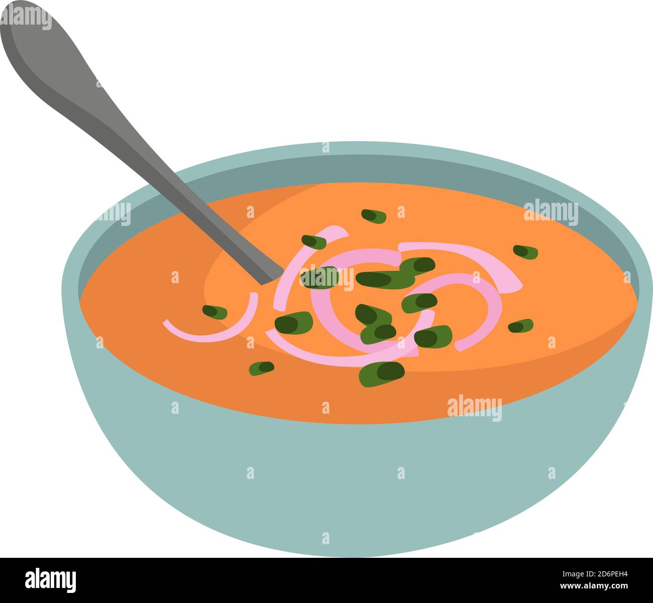 Suppe mit Zwiebeln, Illustration, Vektor auf weißem Hintergrund. Stock Vektor