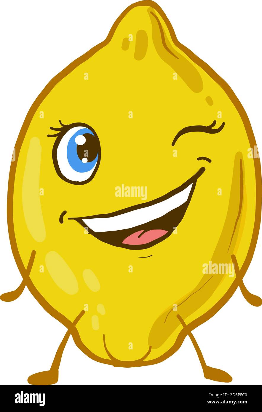 Gelbe Zitrone winken, Illustration, Vektor auf weißem Hintergrund. Stock Vektor