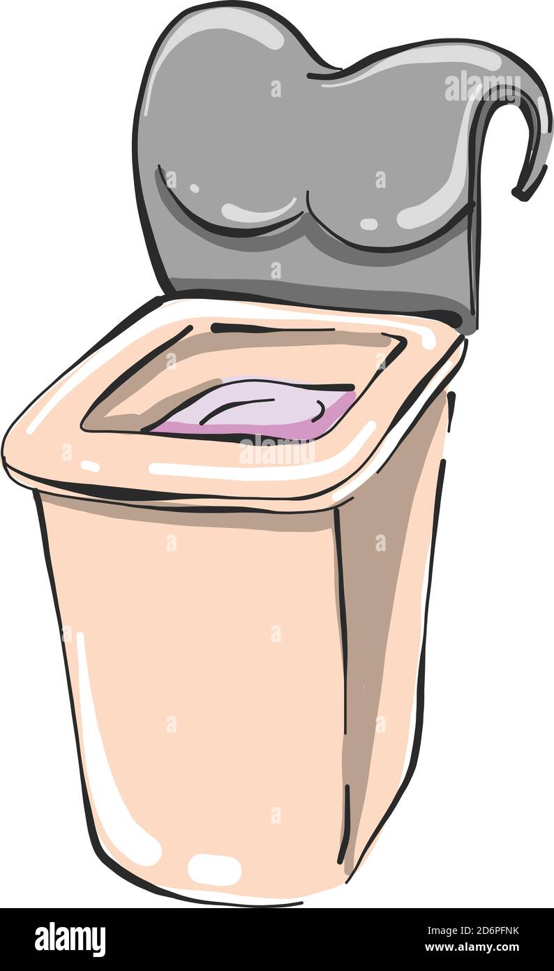 Öffnen Sie Joghurt, Illustration, Vektor auf weißem Hintergrund. Stock Vektor