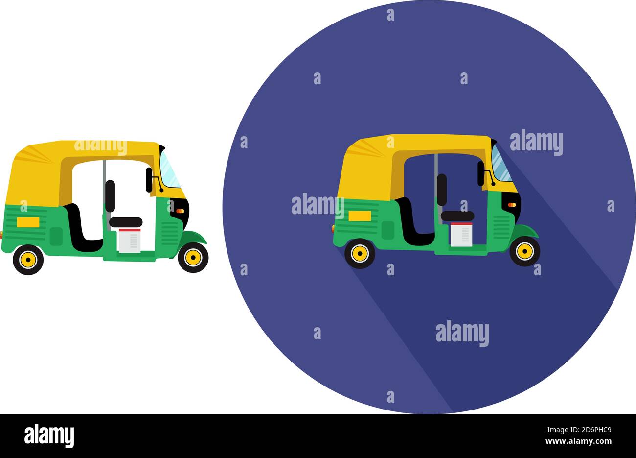 Auto Rickshaw, Illustration, Vektor auf weißem Hintergrund. Stock Vektor