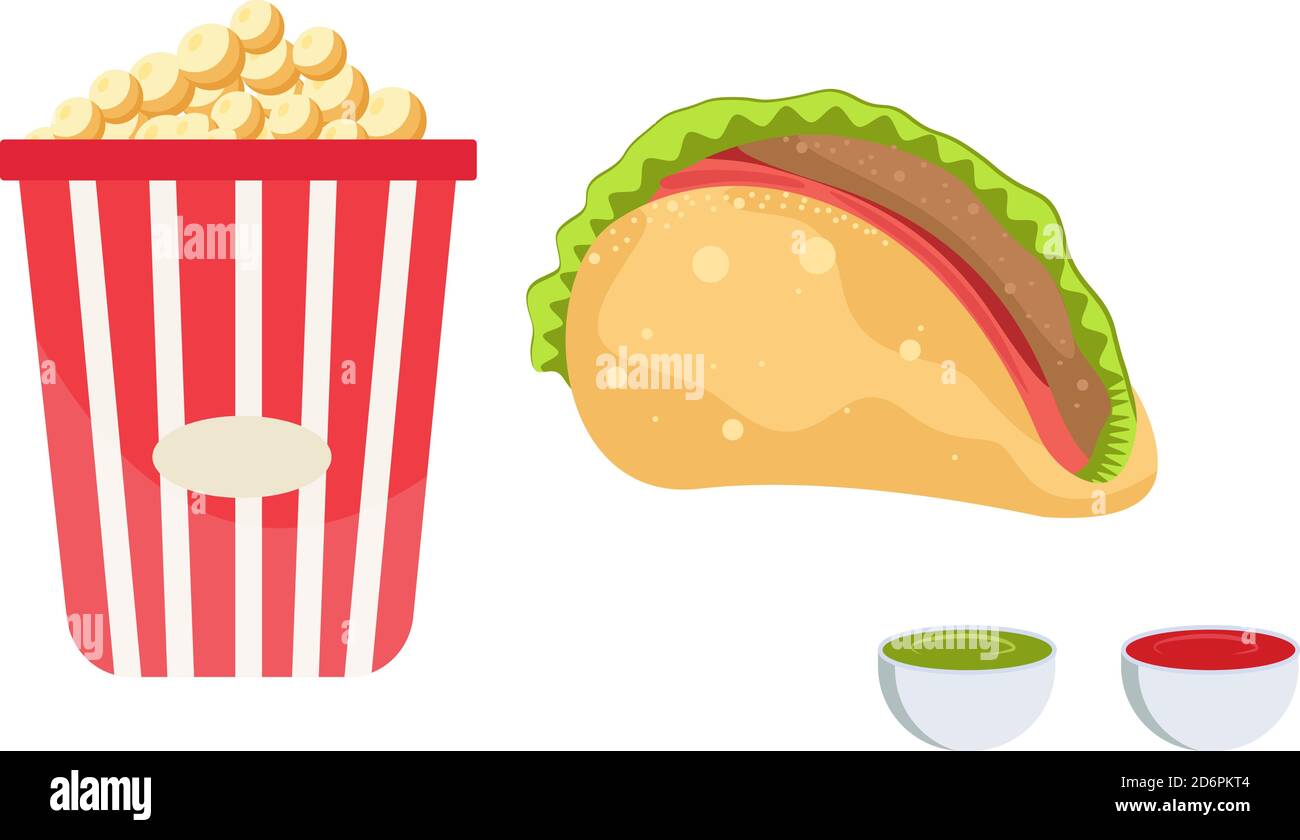 Street Food, Illustration, Vektor auf weißem Hintergrund. Stock Vektor