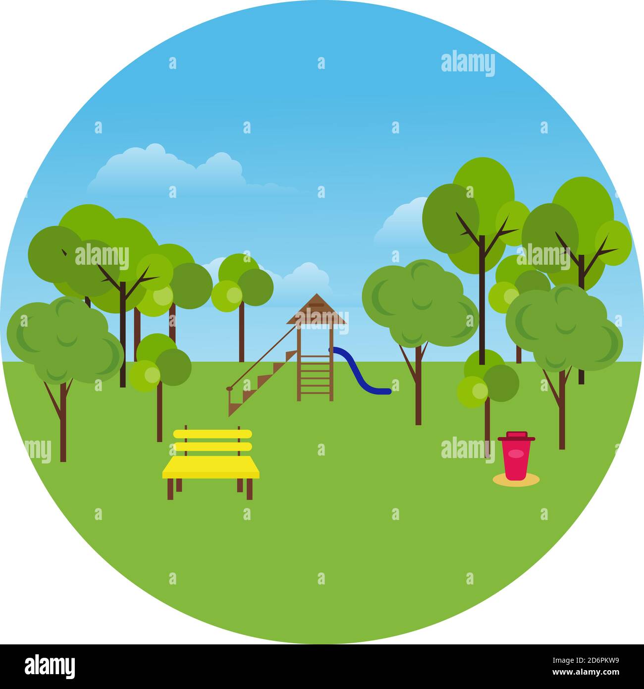 Kids Park, Illustration, Vektor auf weißem Hintergrund. Stock Vektor