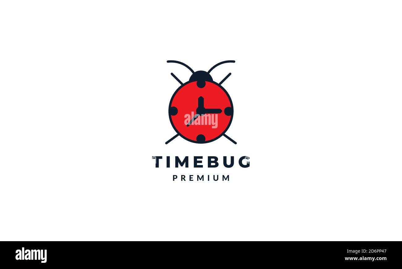 Tier Insekt Bug mit Uhr Logo Vektor Symbol Illustration Design Stock Vektor