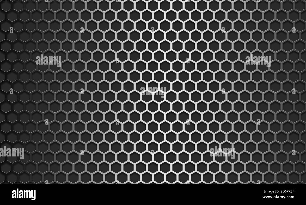 Metall-Textur-Muster mit Sechseck-Mesh-Design, 3d-Rendering Stockfoto