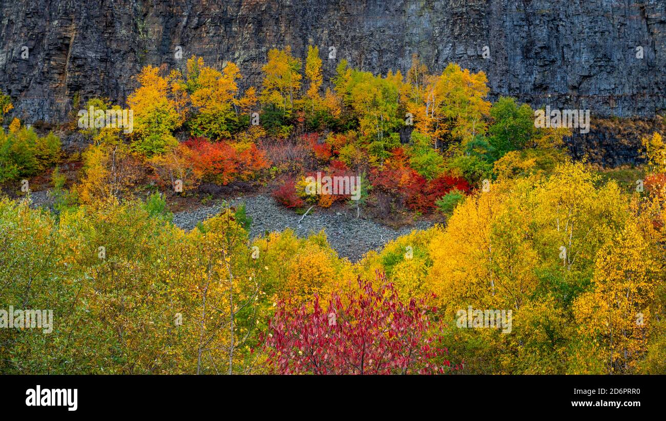 Herbstfärbung am Mount McKay Lookout Thunder Bay, Ontario, Kanada. Stockfoto