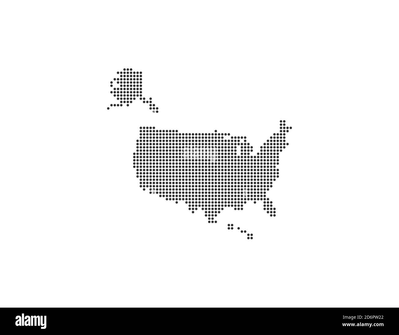USA, Land, gepunktete Karte auf weißem Hintergrund. Vektorgrafik. Stock Vektor