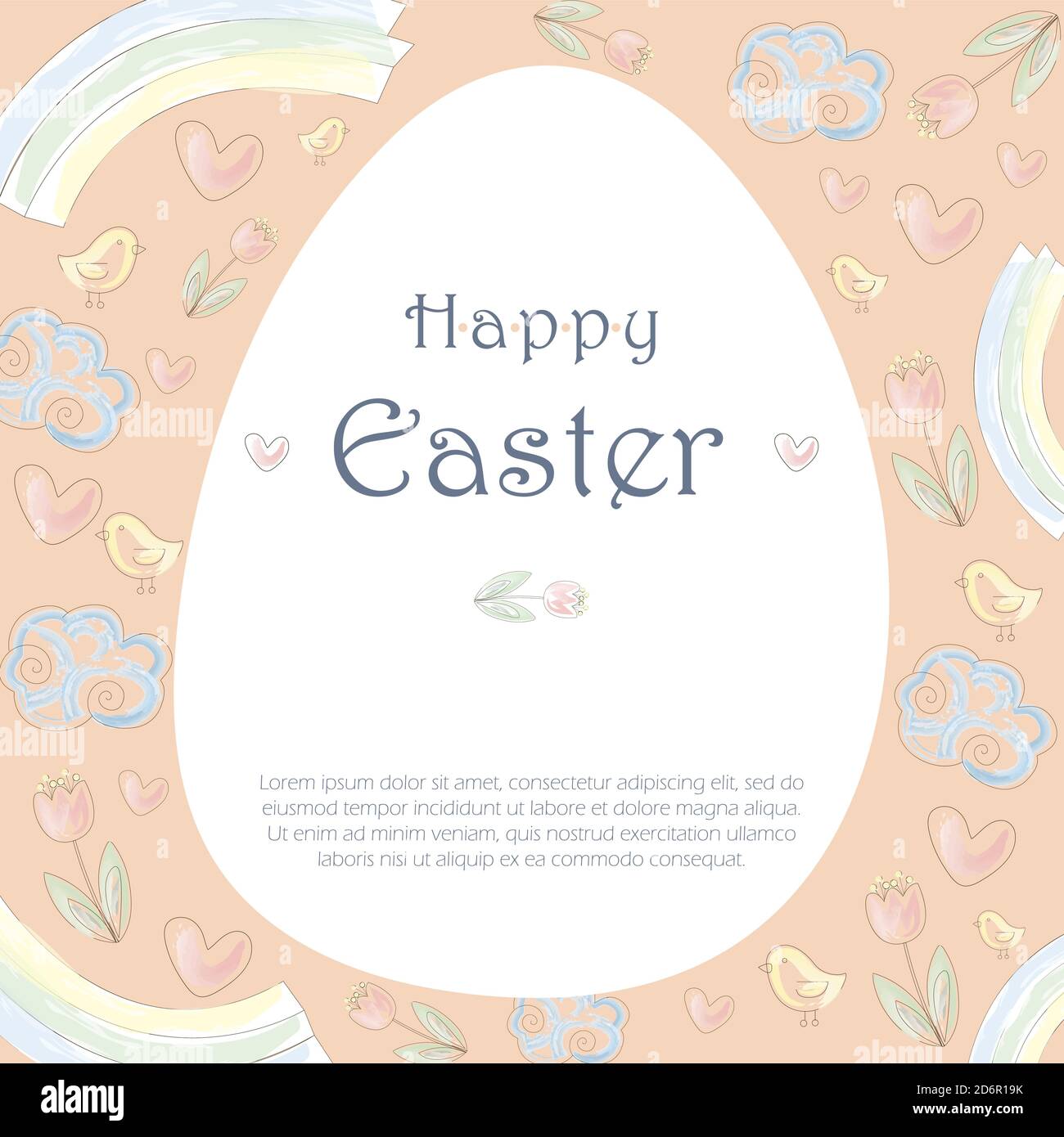 Ostern Weihnachtskarten mit Hasenhase Silhouetten in sanften Pastellfarben. Retro-Hintergrund-Design für Karten und Einladungen. Stock Vektor