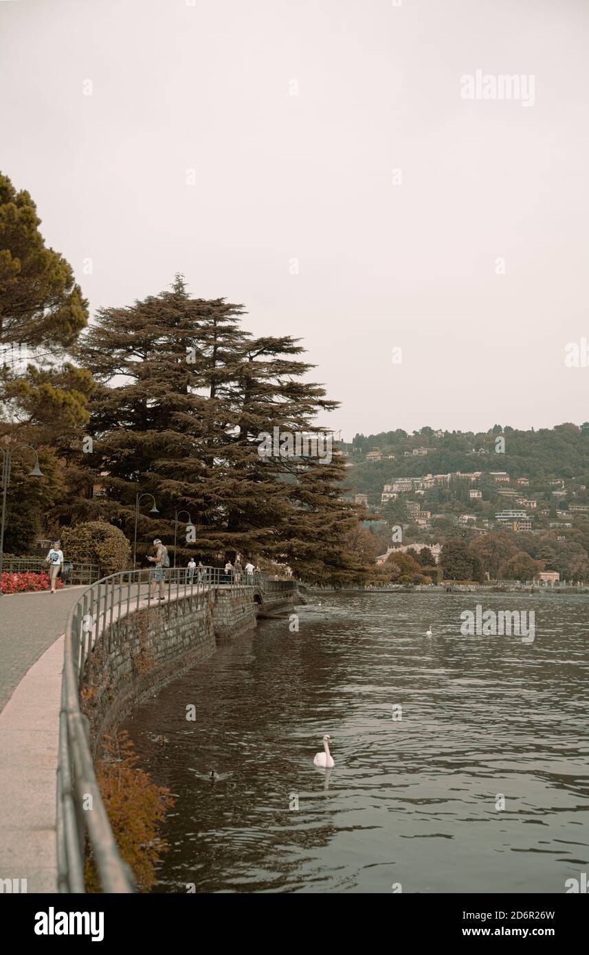 Morgenblick auf den Lago di Como Stockfoto