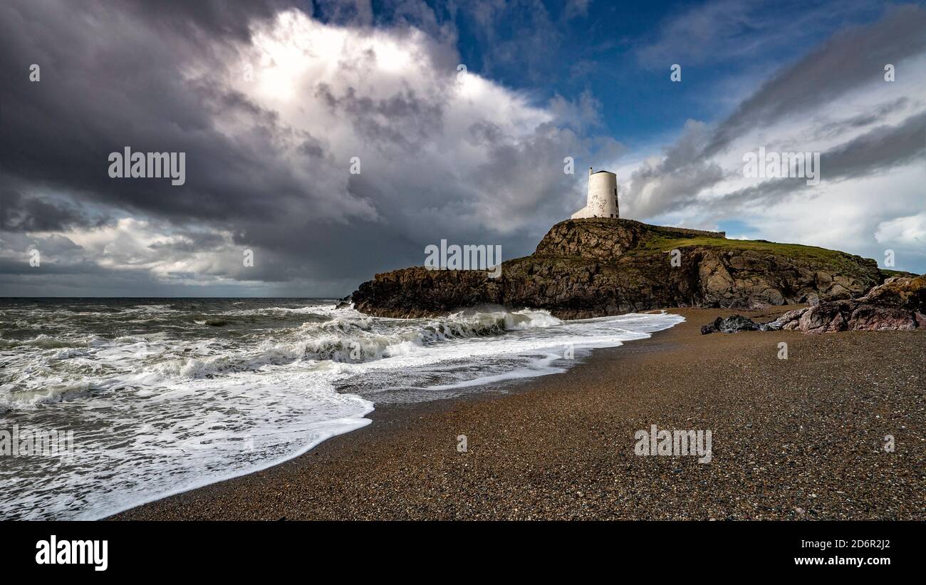 Llanddwyn Lighthouse, Llanddwyn Island, Anglesey Stockfoto