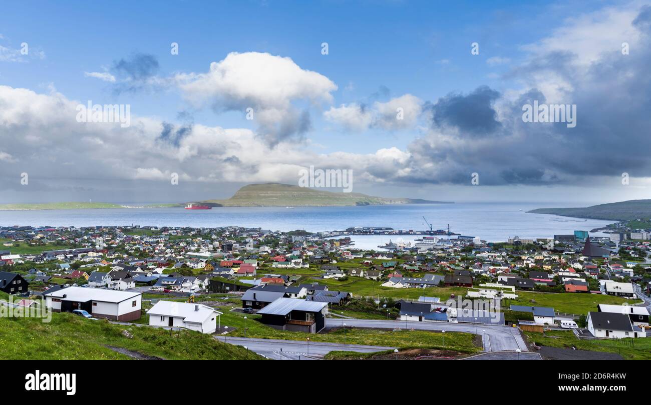 Torshavn (Thorshavn) die Hauptstadt der Färöer Inseln auf der Insel Streymoy im Nordatlantik, Dänemark, Nordeuropa Stockfoto