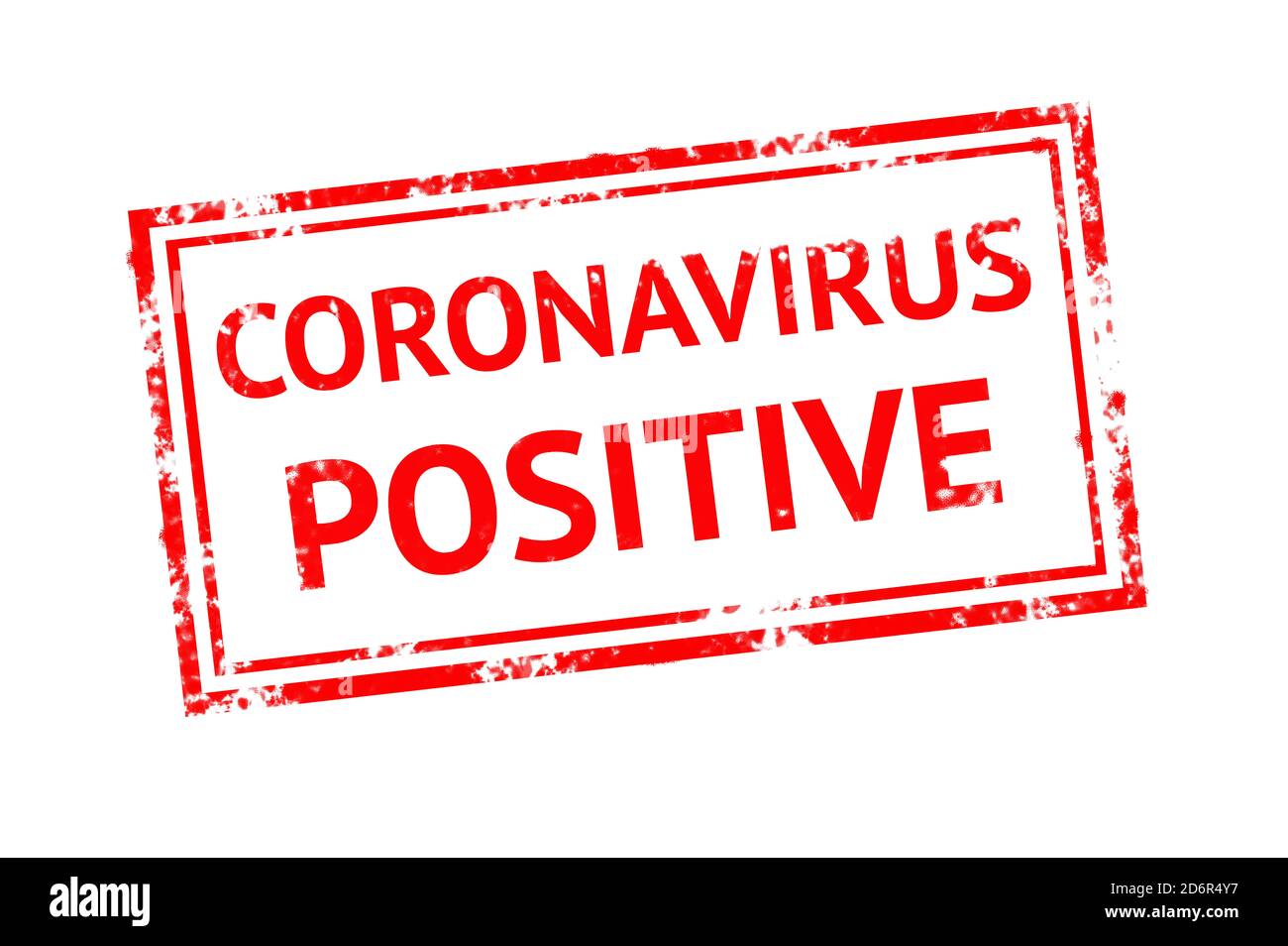 CORONAVIRUS POSITIVER Text durch roten Gummistempel, Konzeptbild Stockfoto