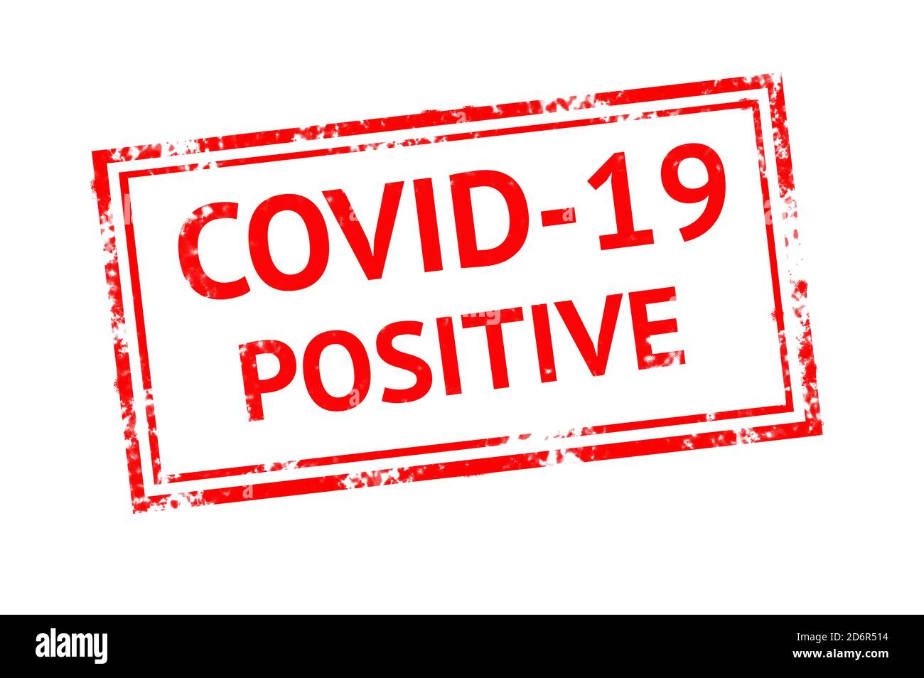 COVID-19 POSITIVER Text durch roten Gummistempel, Konzeptbild Stockfoto