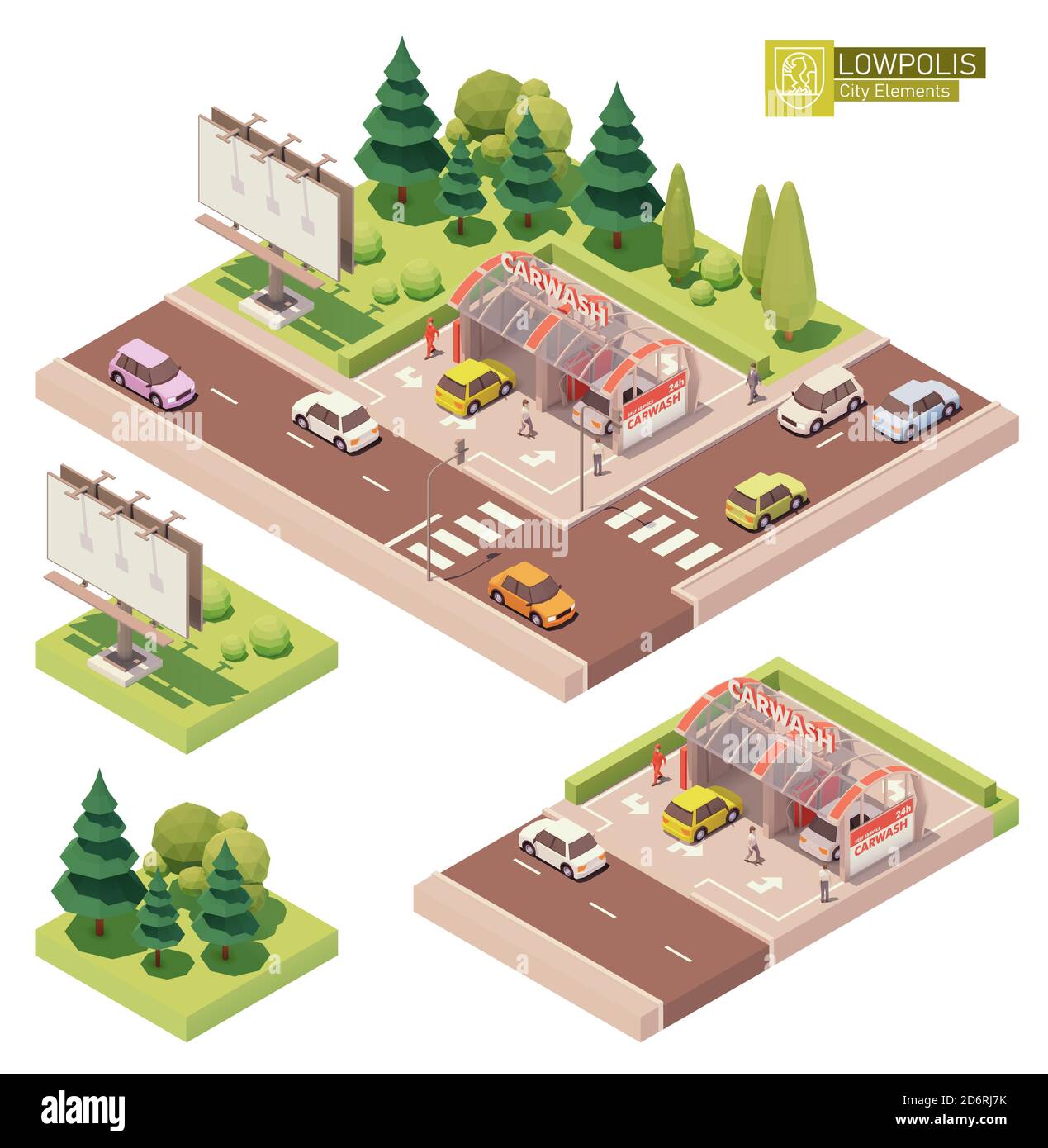 Vector isometrische Self-Service-Waschanlage Stock Vektor