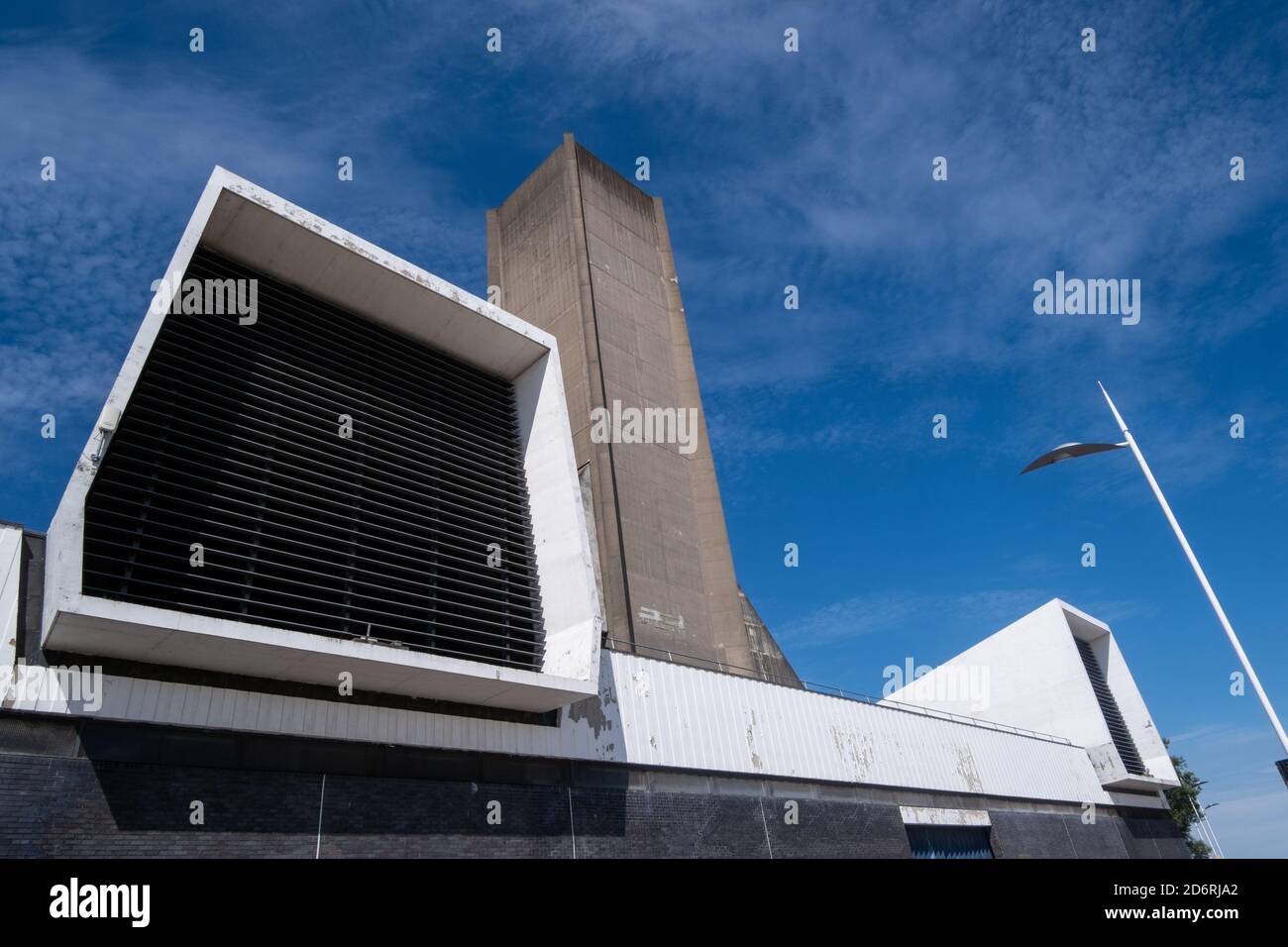 Große Lüftungstürme für Kingsway Tunnel Seacombe Wirral Juli 2020 Stockfoto