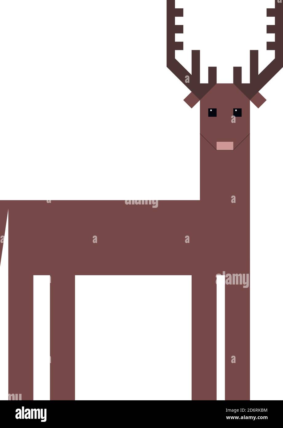 Hirsch Vektor-Illustration im Stil von Pop-Eis Urlaub Pixel Art. Isoliert auf einem weißen Hintergrund. Stock Vektor