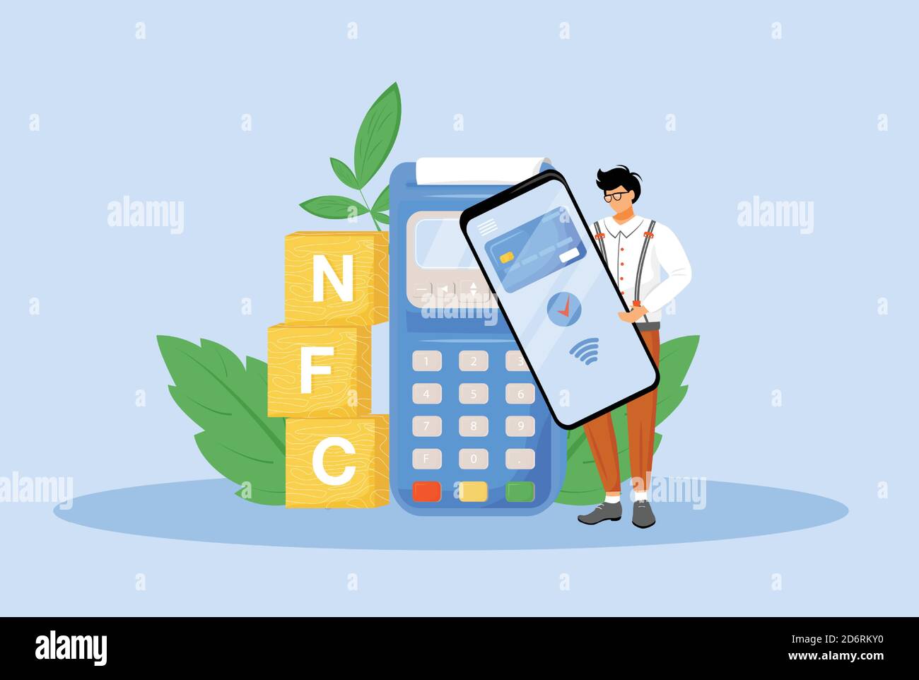 NFC-Zahlung flach Konzept Vektor Illustration Stock Vektor