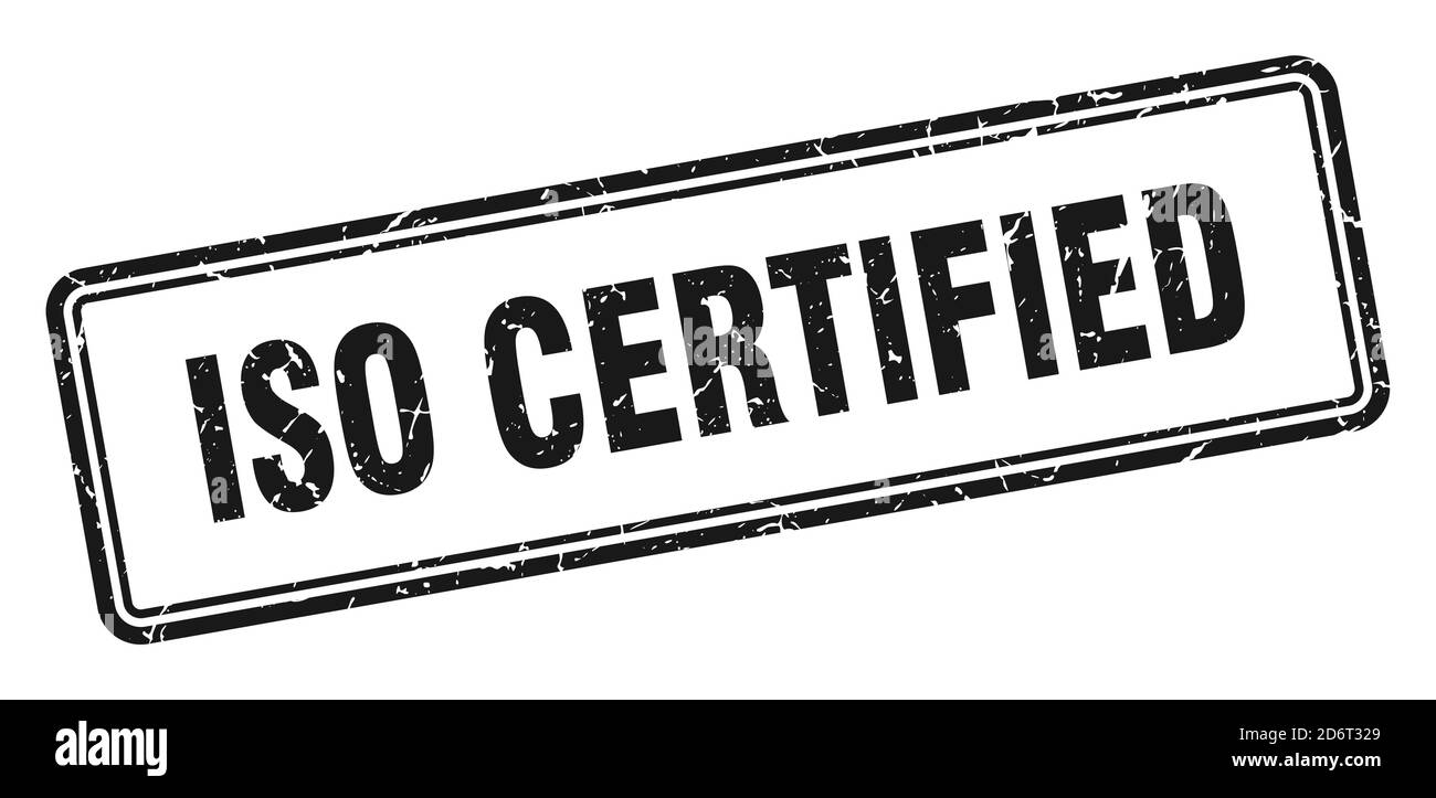 iso zertifiziert Stempel. Quadratisches Grunge Zeichen isoliert auf weißem Hintergrund Stock Vektor