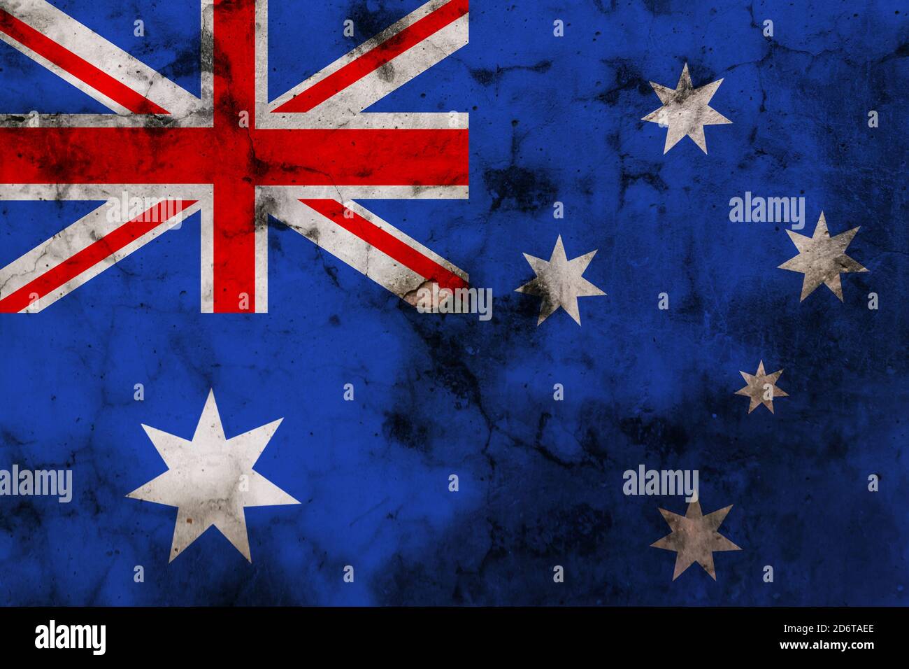 Flagge australien mit schwarzen Flecken Stockfoto
