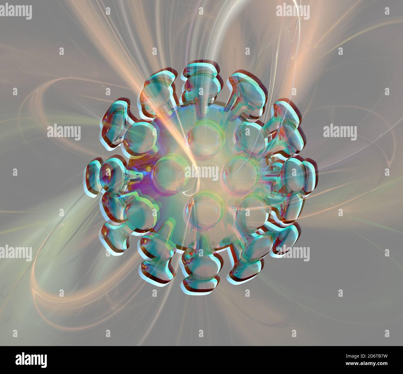 Abstract Novel Coronavirus, zweite Welle von Coronavirus, Virenkonzept, 3d-Illustration, 3D-Modell Stockfoto