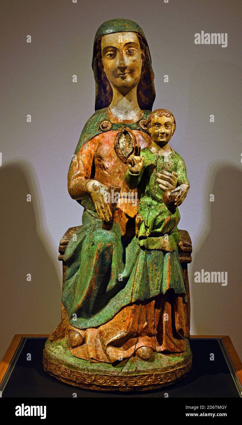 Sedes Sapientiae, der Sitz der Weisheit, Maria mit Kind auf dem Schoß, Maas, Gebiet, 1300, 13.-14. Jahrhundert Niederlande, Holländisch, ( Mosan Region ) Stockfoto