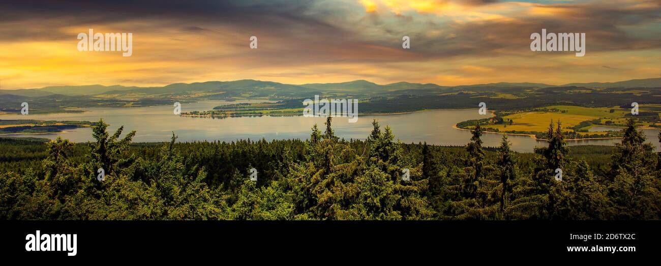 Panorama des Lipno Sees. Südböhmische Region.Tschechien. Stockfoto