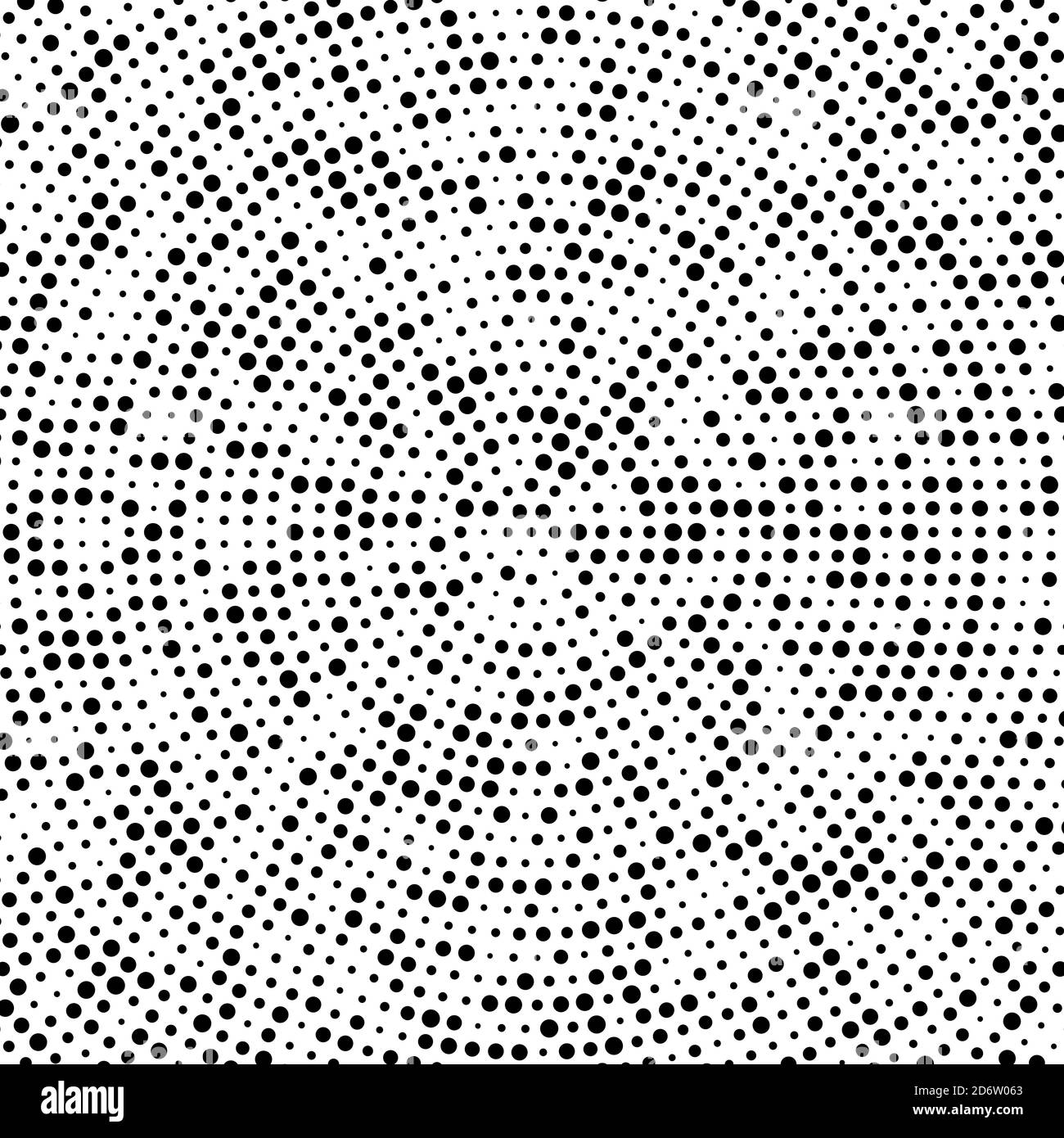 Zufällige Kreise, Punkte Halbton (Halbton) Element in Spiral-, Kreis- oder Radialstil. Punkte in Drall, Drill, Rotationsmuster Vektordarstellung Stock Vektor