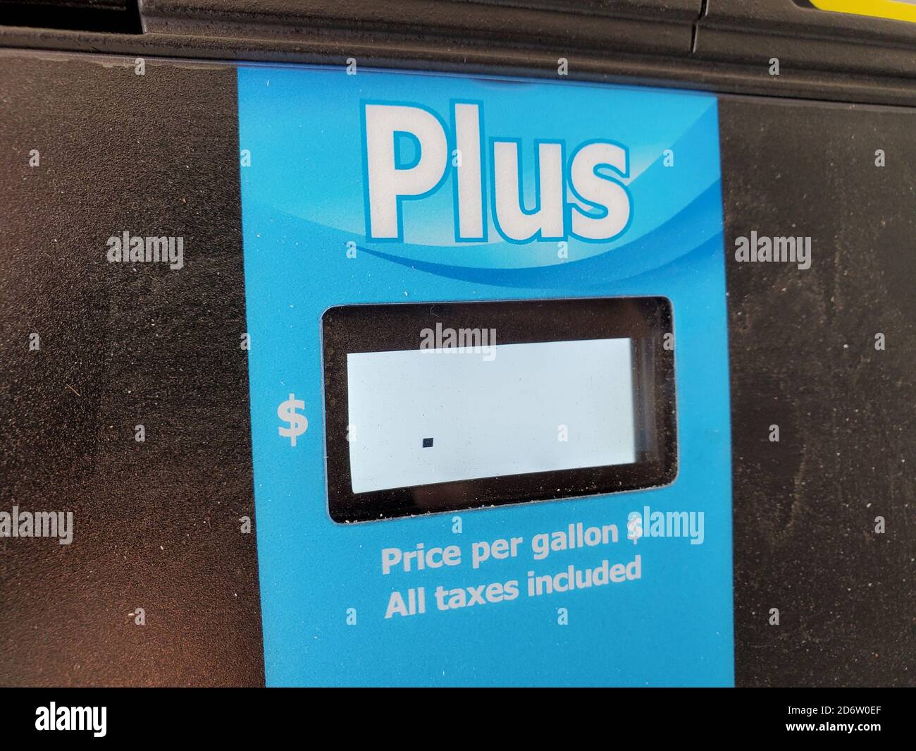 Nahaufnahme von Plus-Benzin an einer Kraftstoffpumpe in einer Tankstelle, San Ramon, Kalifornien, 28. August 2020. () Stockfoto