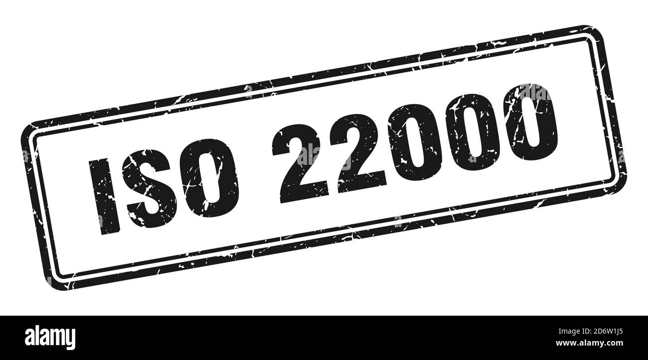 iso 22000 Stempel. Quadratisches Grunge Zeichen isoliert auf weißem Hintergrund Stock Vektor