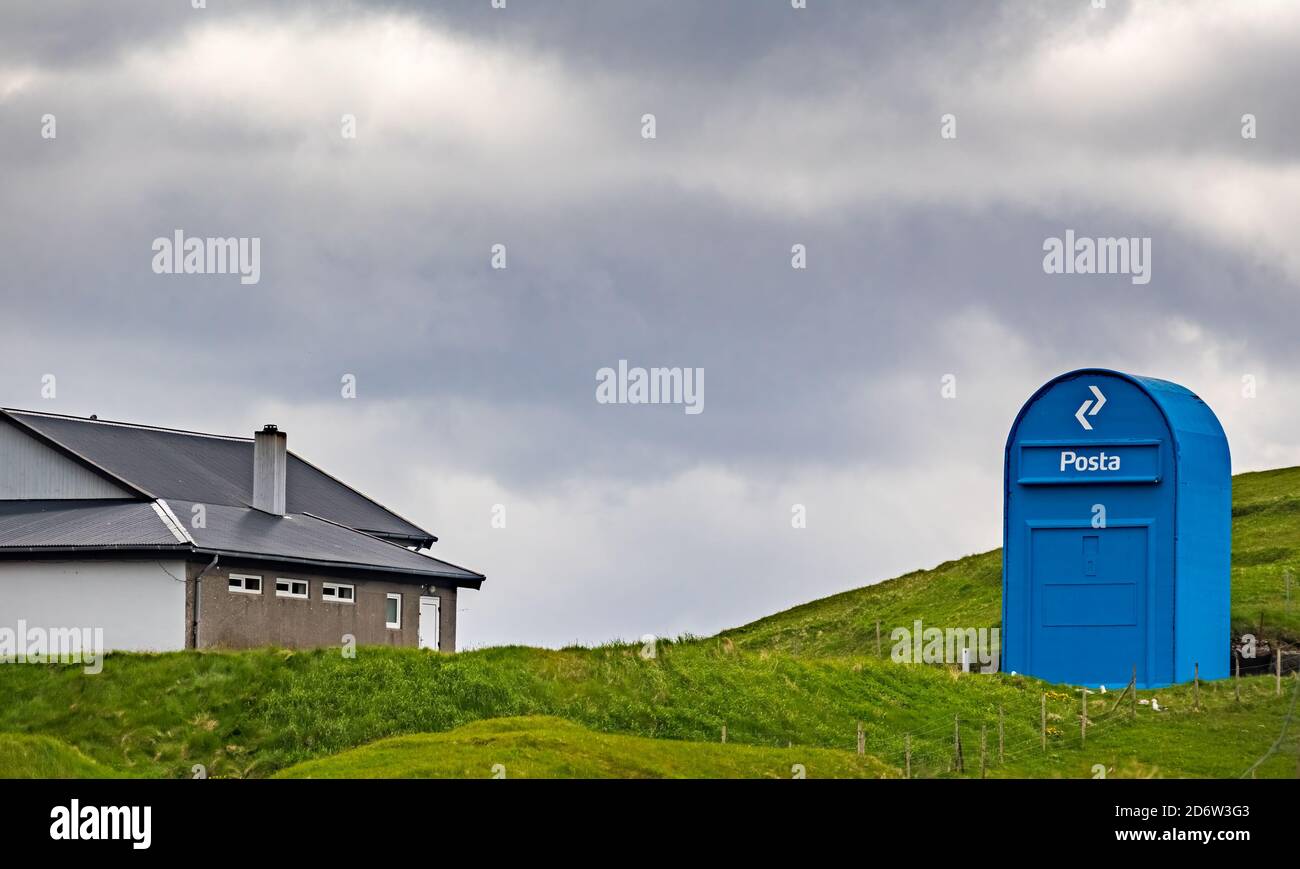 Der größte Briefkasten der Welt in Skopun, Färöer-Inseln Stockfoto