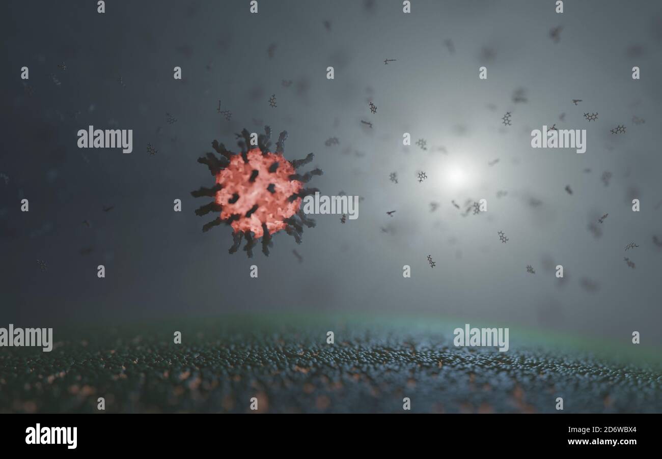 Poliovirus mit Rezeptoren (Spikes). Eine Infektionskrankheit, die Polio