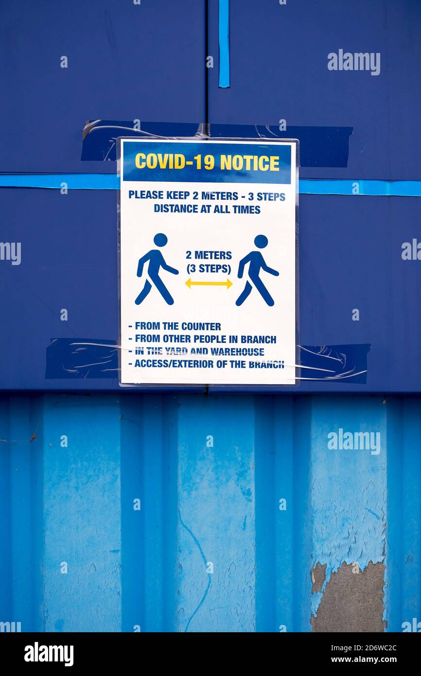 Covid-19 Social Distancing Safety Notice Stockfoto
