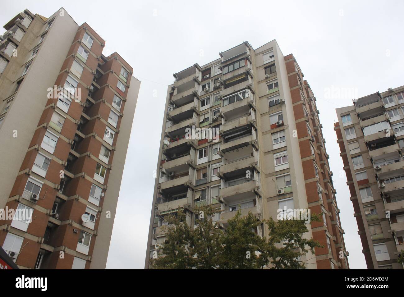 Kommunistische Gebäude in Skopje Stadt in Nord-Mazedonien Stockfoto