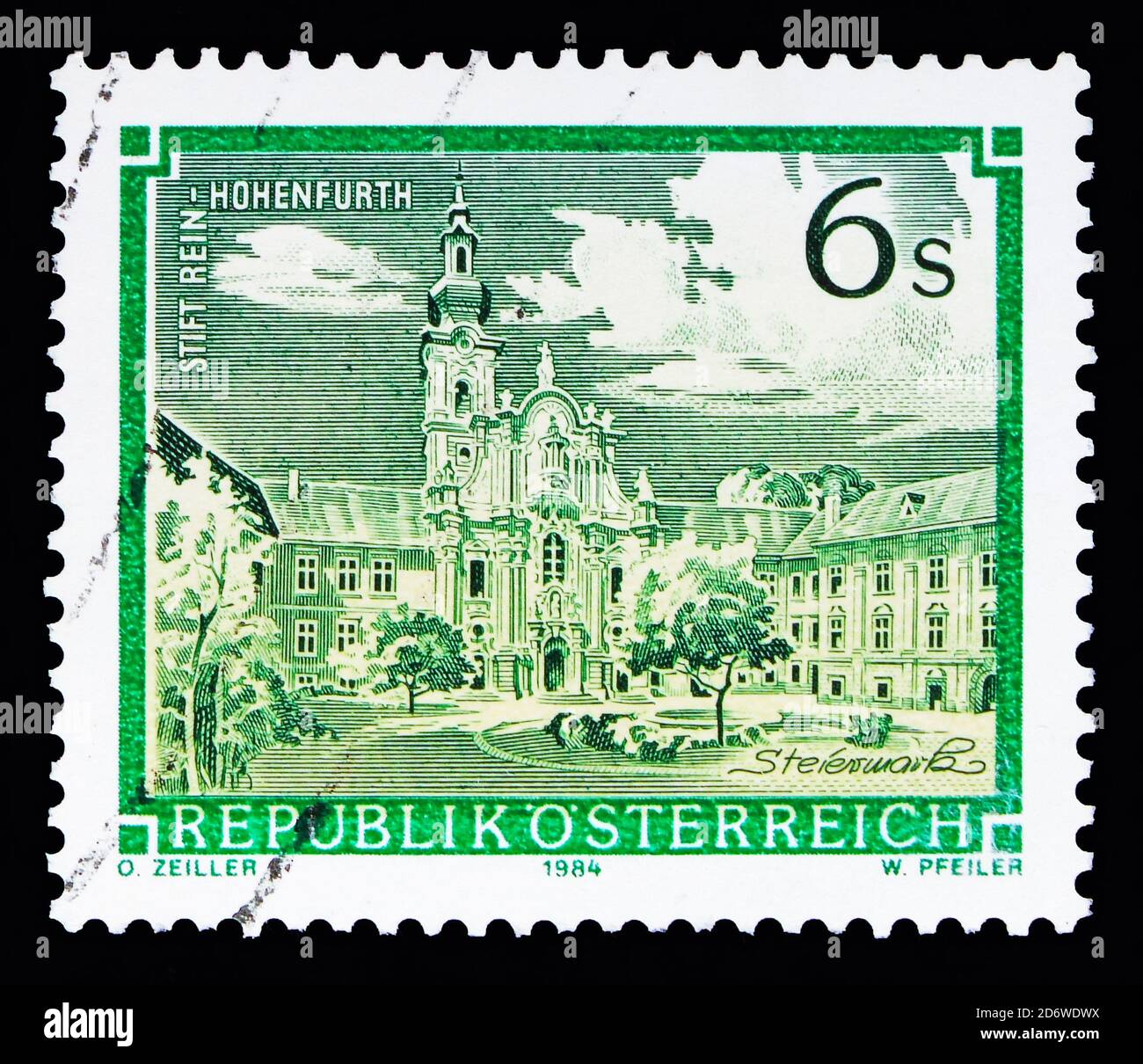 MOSKAU, RUSSLAND - 13. MAI 2018: Eine in Österreich gedruckte Briefmarke zeigt das Kloster rein-Hohenfurth, Klöster und Klöster, um 1984 Stockfoto