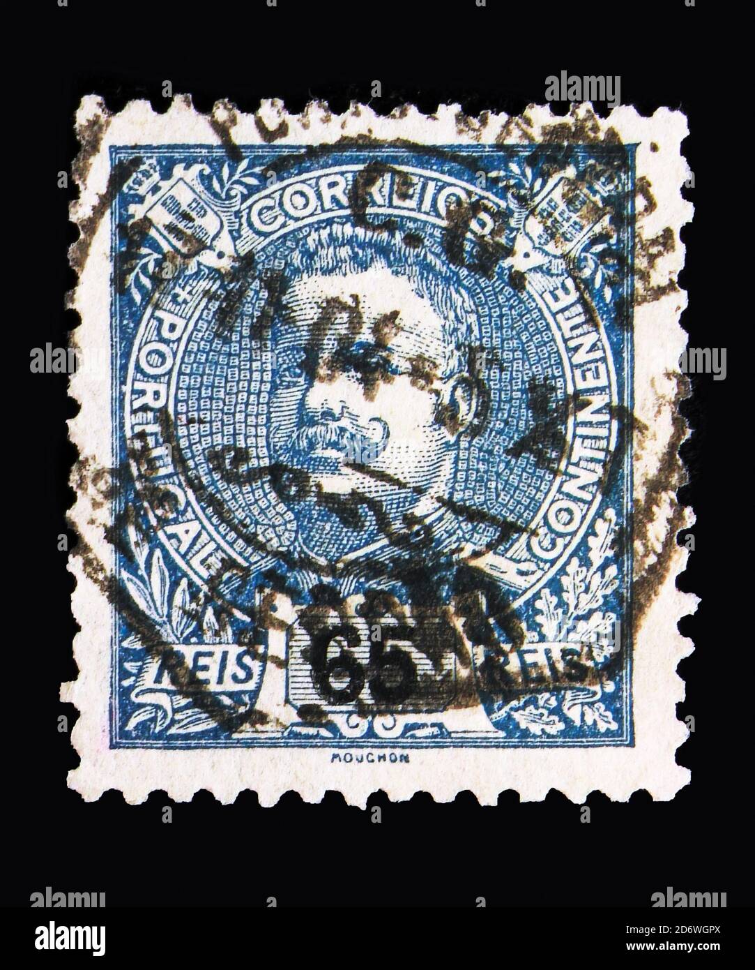 MOSKAU, RUSSLAND - 13. MAI 2018: Eine in Portugal gedruckte Briefmarke zeigt König Carlos I, Serie, um 1898 Stockfoto