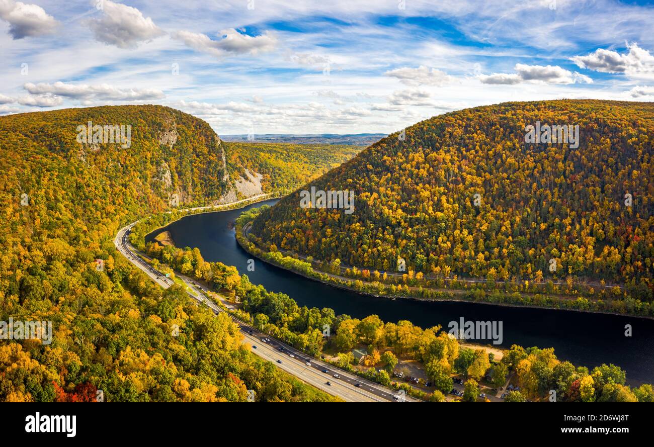 Luftaufnahme von Delaware Water Gap Stockfoto